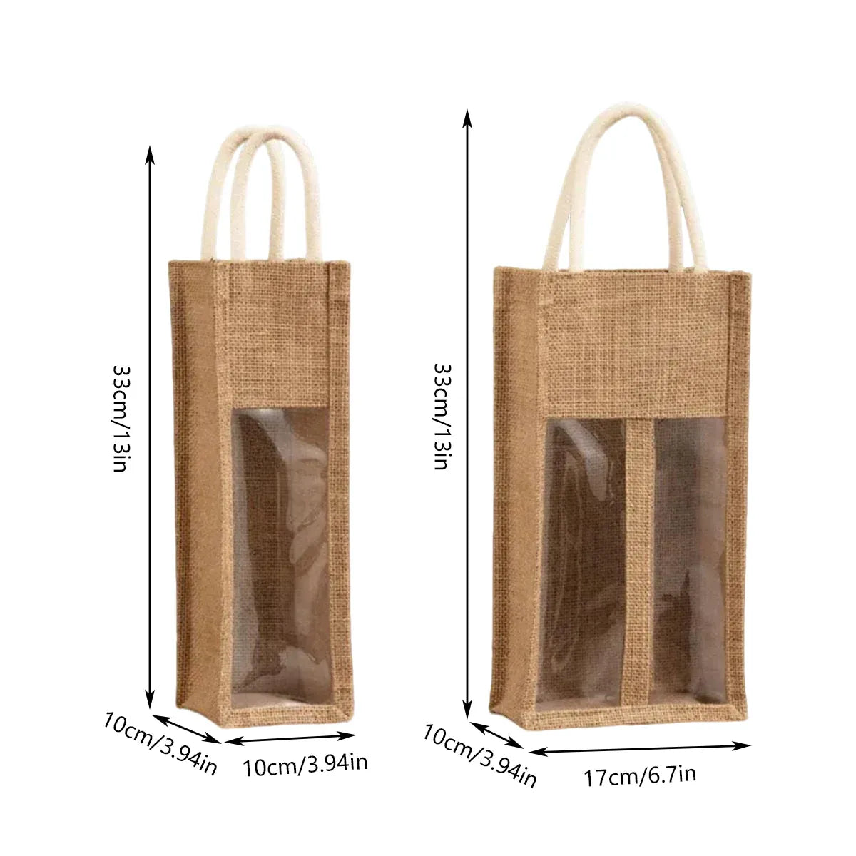 5PCS Wine Bottle Bags Tote Carrier Gift Bag Durable Single or Double Bottles - 1