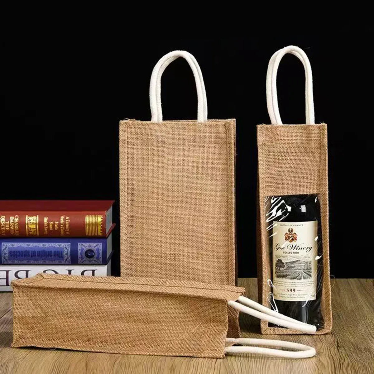 5PCS Wine Bottle Bags Tote Carrier Gift Bag Durable Single or Double Bottles - 1