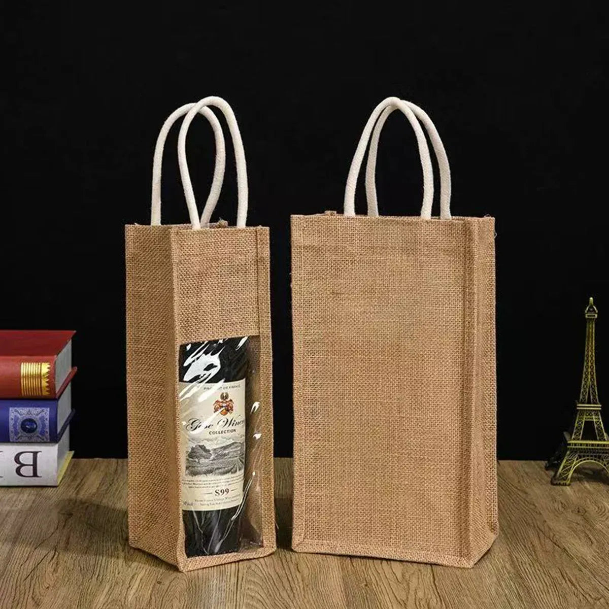 5PCS Wine Bottle Bags Tote Carrier Gift Bag Durable Single or Double Bottles - 1