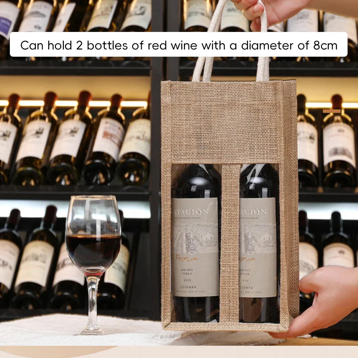 5PCS Wine Bottle Bags Tote Carrier Gift Bag Durable Single or Double Bottles - 2