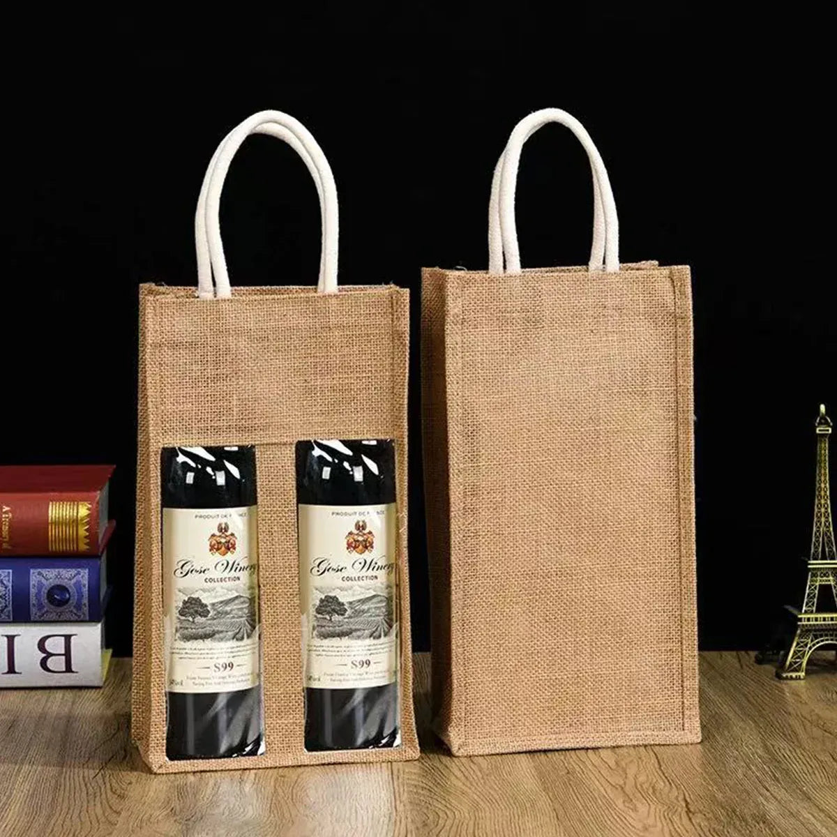 5PCS Wine Bottle Bags Tote Carrier Gift Bag Durable Single or Double Bottles - 2