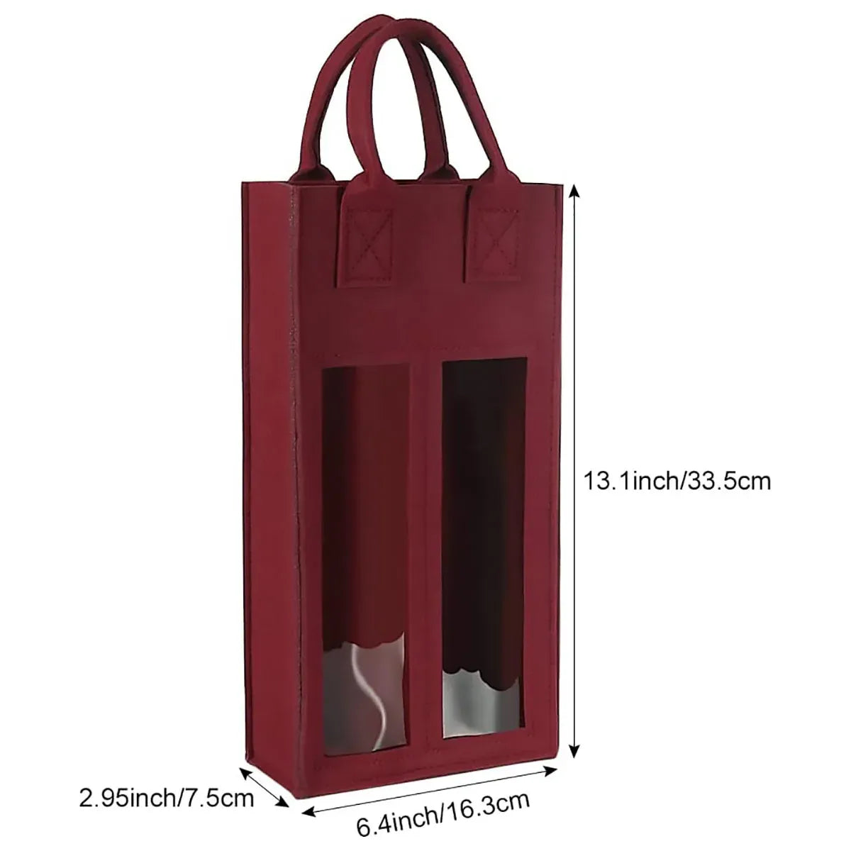 5PCS Handheld Wine Gift Bags Double-Bottle Design with Clear Window Portable - Beige