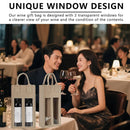 5PCS Handheld Wine Gift Bags Double-Bottle Design with Clear Window Portable - Beige