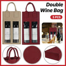 5PCS Handheld Wine Gift Bags Double-Bottle Design with Clear Window Portable - Beige