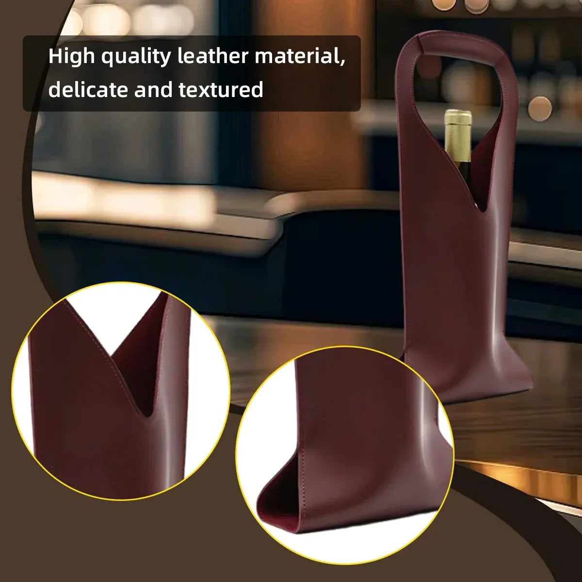 Single Wine Bottle Tote Carrier Gift Bag with Handle Durable