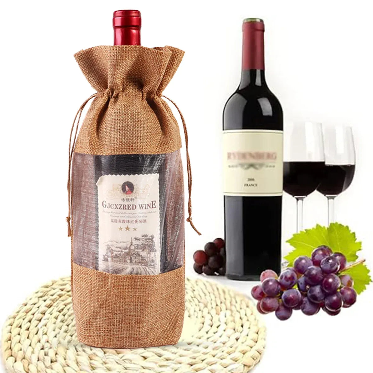 10PCS Wine Gift Bags with Clear Window for Wine Bottle Packaging