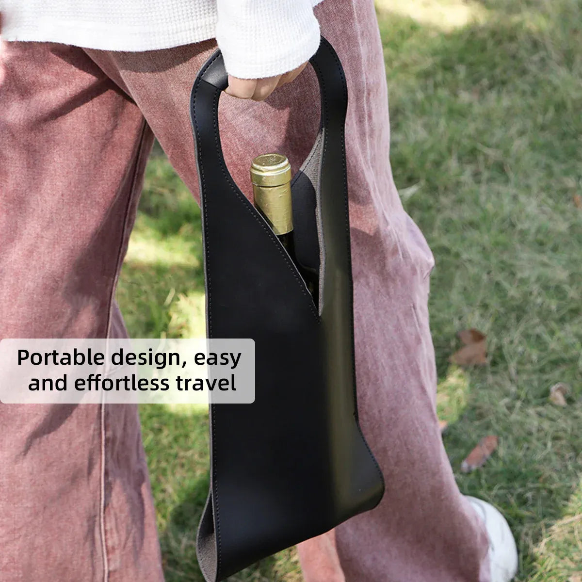 Single Wine Bottle Tote Carrier Gift Bag with Handle Durable