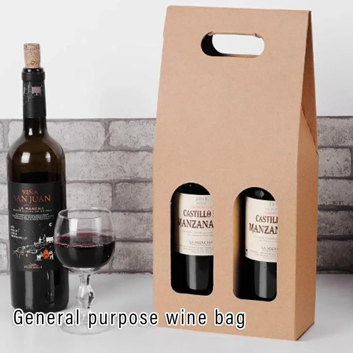 30pcs Kraft Paper Wine Box for Gift Packaging Portable Wine Bottle Storage Box - Double