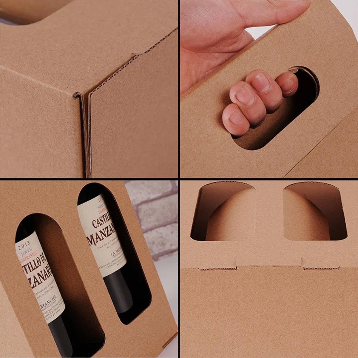 30pcs Kraft Paper Wine Box for Gift Packaging Portable Wine Bottle Storage Box - Double