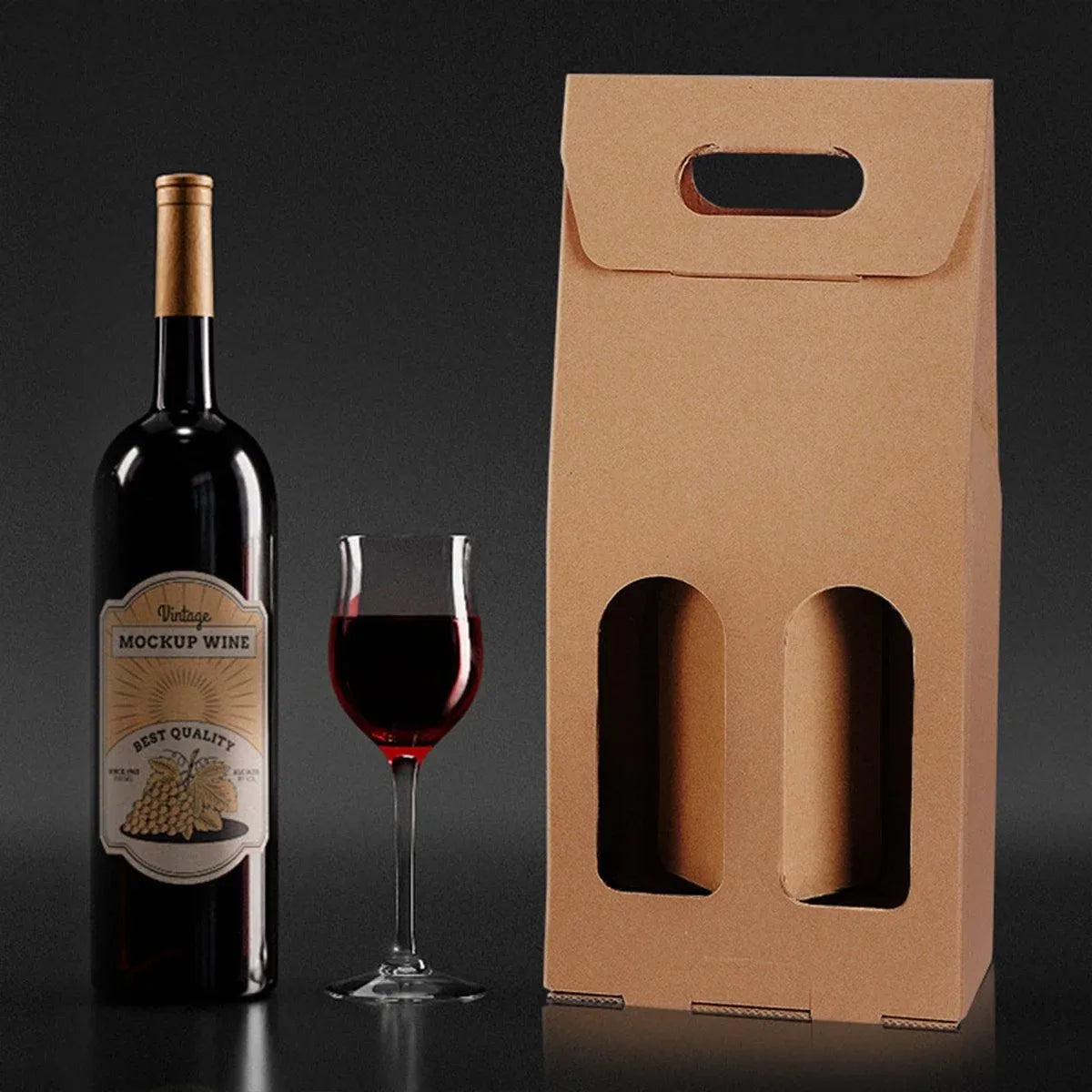 30pcs Kraft Paper Wine Box for Gift Packaging Portable Wine Bottle Storage Box - Double