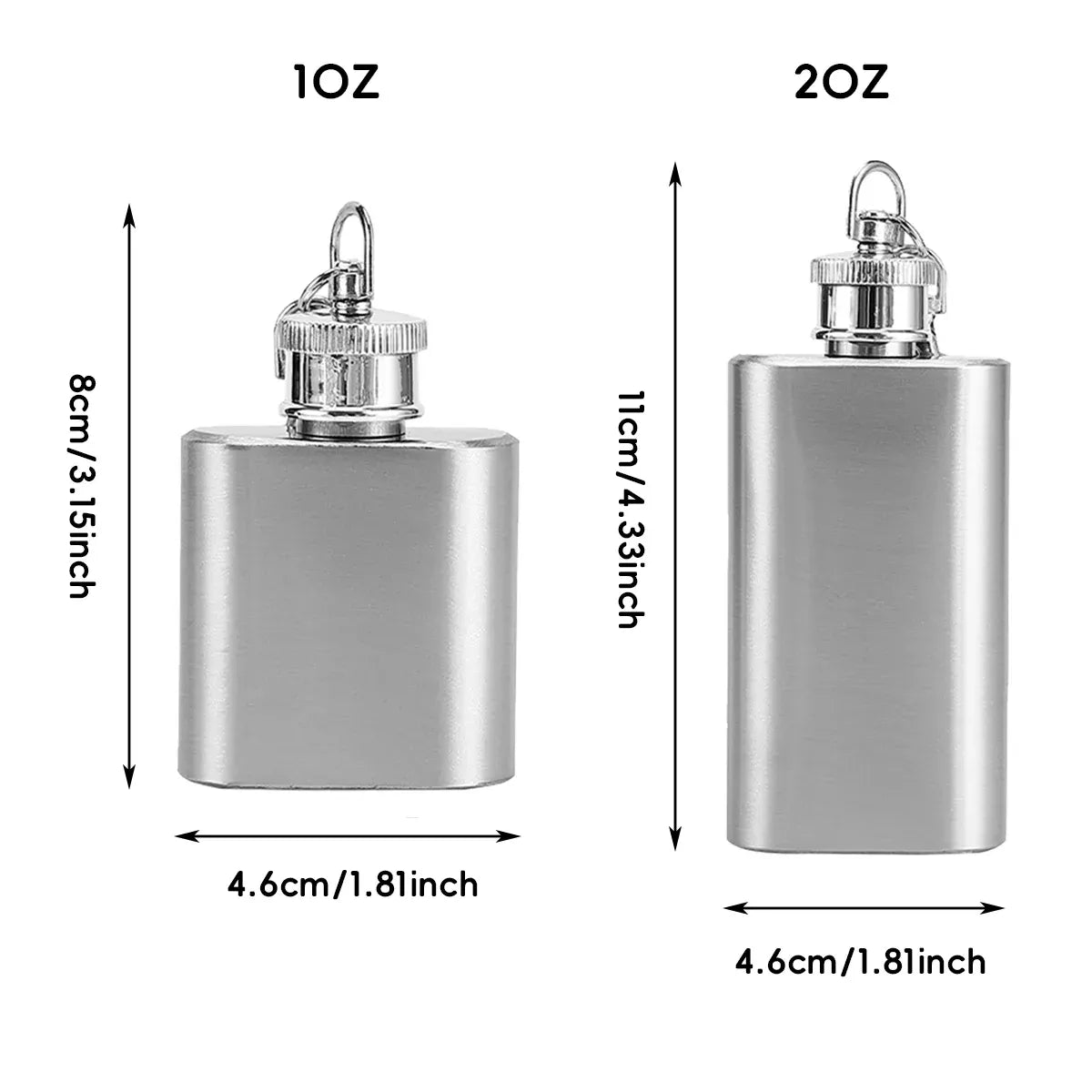 Mini Stainless Steel Hip Flask 1/2oz 3Pcs Portable Pocket Liquor Bottle Travel - 1OZ