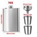 Stainless Steel Hip Flask Gift Set with Funnel and Cups Portable 7oz Metal Flask