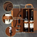 Portable Wine Gift Box Double Bottle with 4 Wine Accessories for Party - Brown
