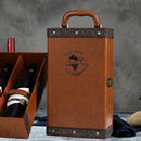 Portable Wine Gift Box Double Bottle with 4 Wine Accessories for Party - Brown