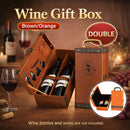 Portable Wine Gift Box Double Bottle with 4 Wine Accessories for Party - Orange