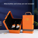 Portable Wine Gift Box Double Bottle with 4 Wine Accessories for Party - Orange