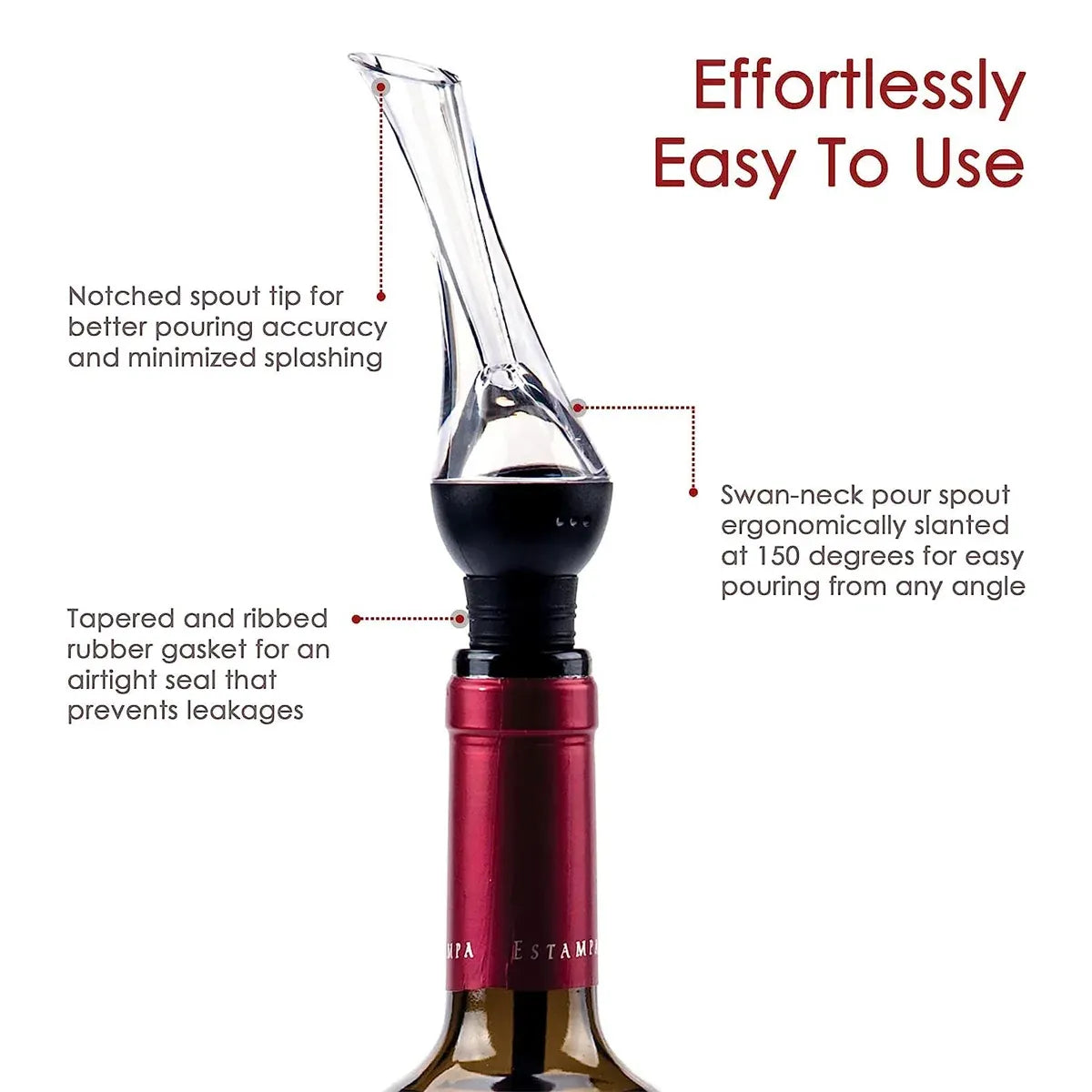 Wine Aerator Pourer with Gift Box Fast Red Wine Air Infusion Single or Three Piece Set - 3-Piece Aerator Set