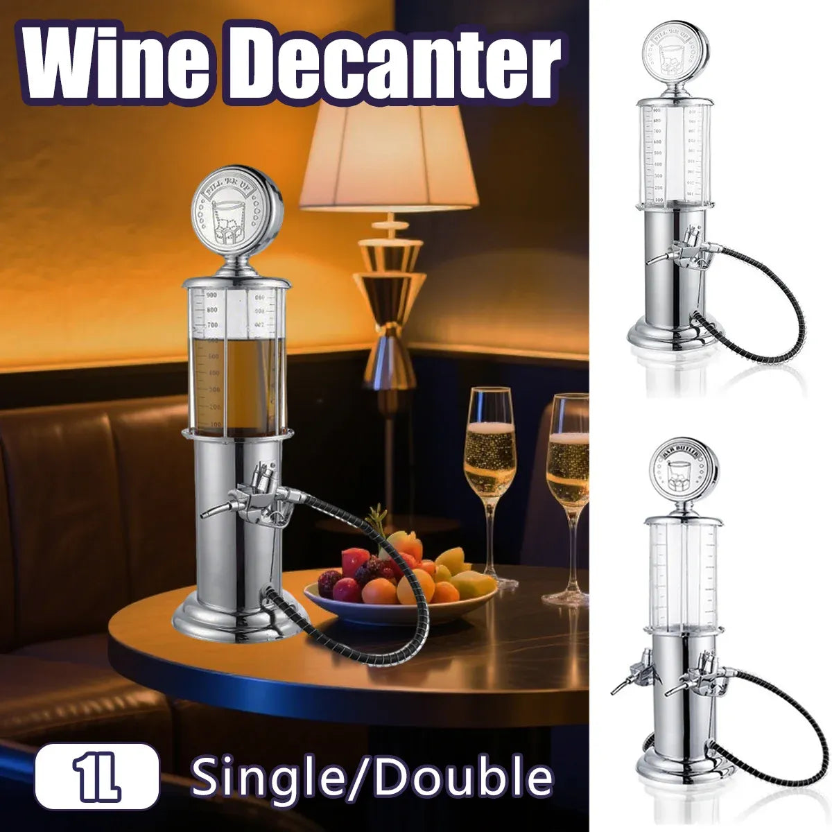 Single or Double Head Wine Dispenser Plastic 1L Capacity Leak Proof Easy Clean - Single Head