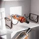 Iron Wine Rack Bottle Holder Metal Display Stand Tabletop Decorative Storage - Brown
