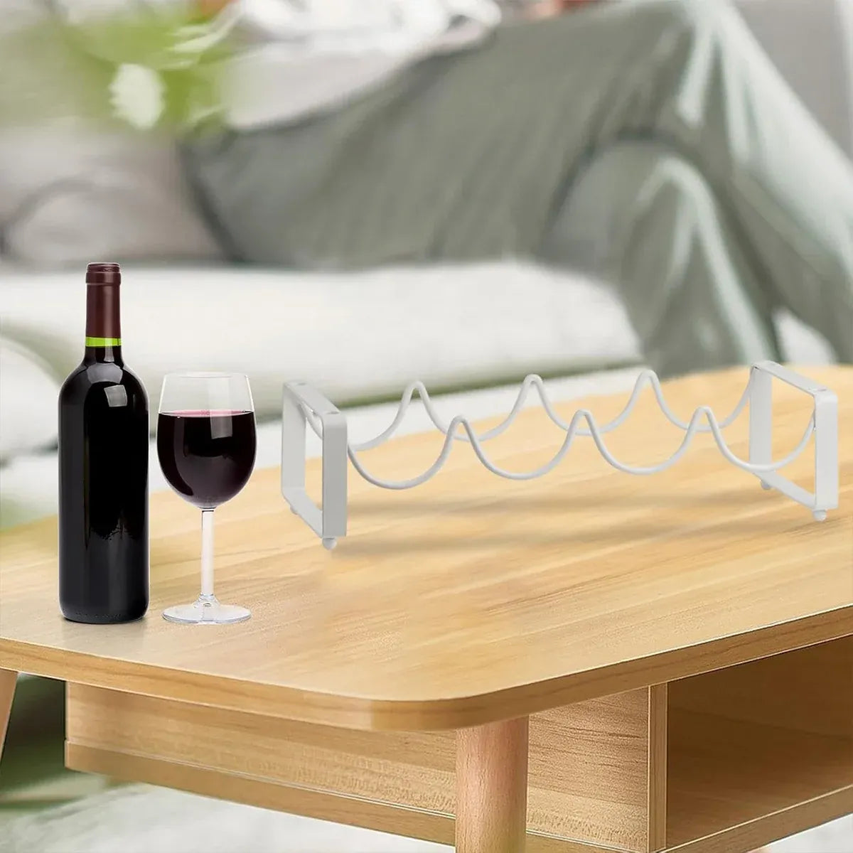 Iron Wine Rack Bottle Holder Metal Display Stand Tabletop Decorative Storage - Brown