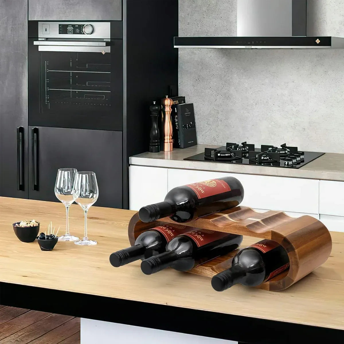 Wooden Wine Display Stand Double Layer Red Wine Holder Rack Table Bar Kitchen