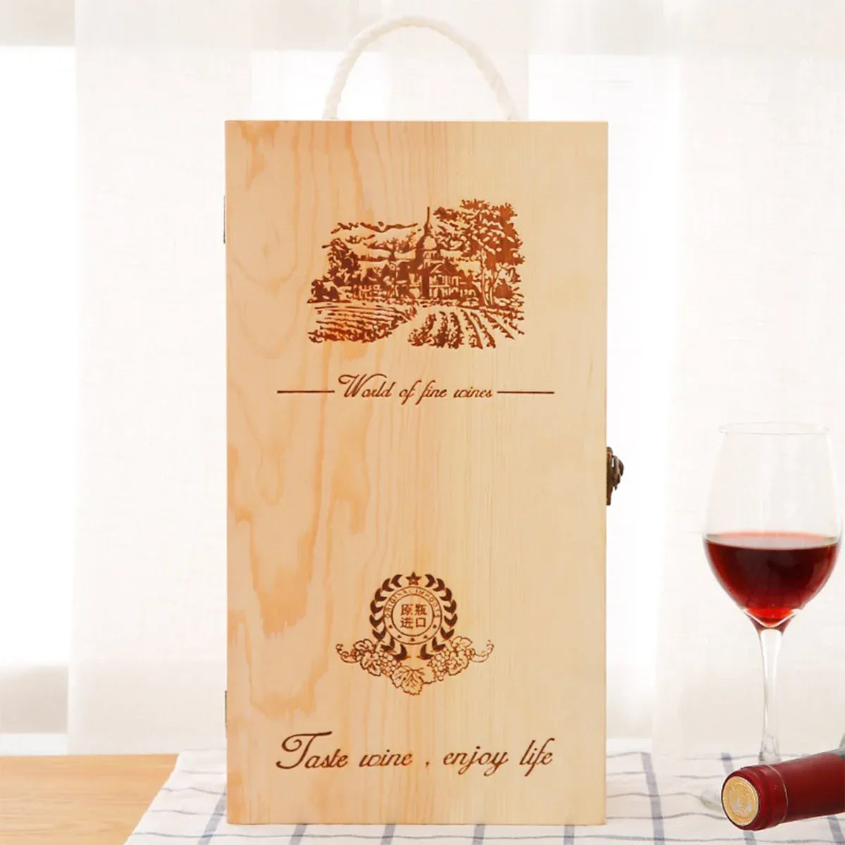 6pcs Red Wine Wooden Gift Box Packaging Storage Box for Wine Bottle Gifts - Double pull-out
