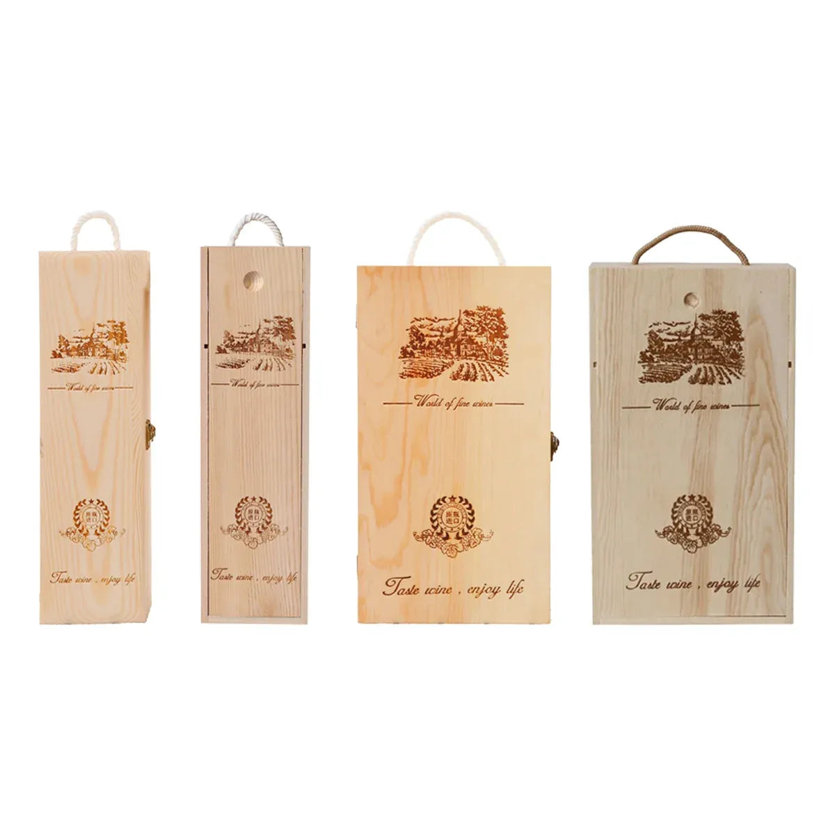 6pcs Red Wine Wooden Gift Box Packaging Storage Box for Wine Bottle Gifts - Double pull-out