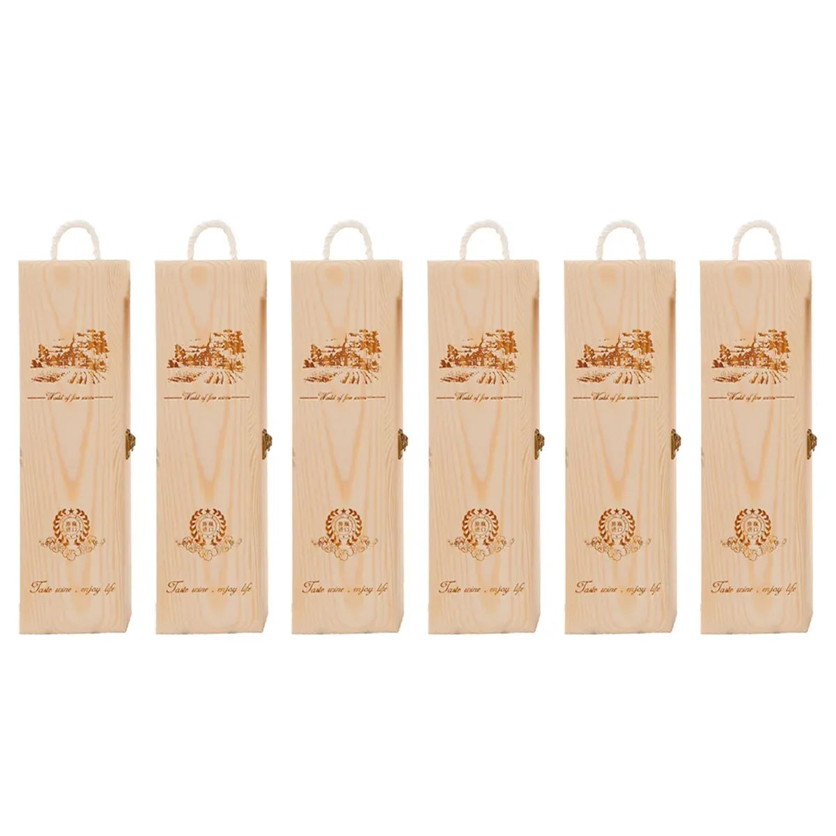 6pcs Red Wine Wooden Gift Box Packaging Storage Box for Wine Bottle Gifts - Single clamshell