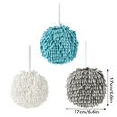 Chenille Hand Towel Ball 3PCS Absorbent Quick Dry Hanging Loop 17 x 17cm