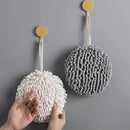 Chenille Hand Towel Ball 3PCS Absorbent Quick Dry Hanging Loop 17 x 17cm