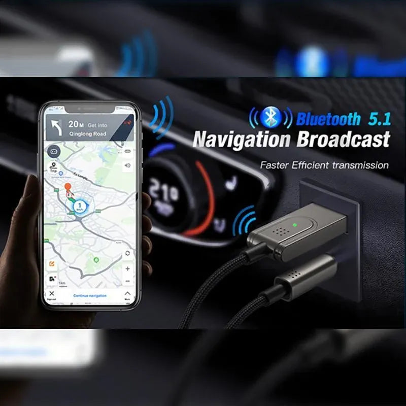 Wireless Bluetooth 5.0 Receiver Dongle Car Aux 3.5Mm Adapter Cable