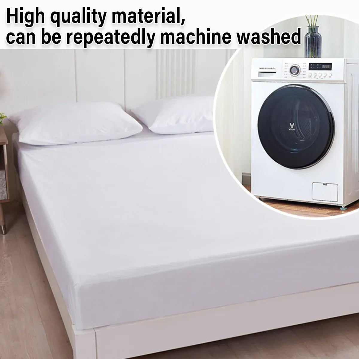 Waterproof Mattress Protector Fitted Sheet Bed Cover for Single King Single Double Queen - 152x203cm