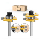 2pcs Tenon Milling Cutter Set Three Tooth T Slot Splice Square Tooth Router Bit