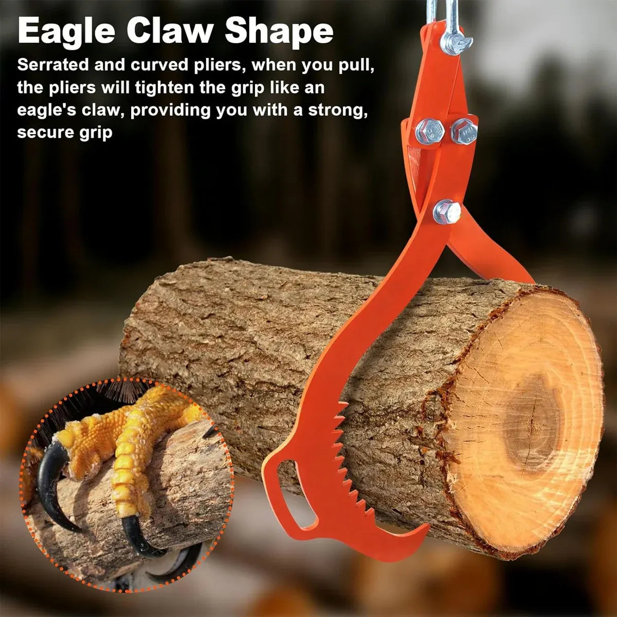 Heavy Duty Wood Handling Hook Log Lifting Clamp For Loading Unloading Sturdy