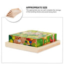 10PCS Wooden 3D Puzzle Blocks Educational Toy Matching Game with Solid Wood Tray