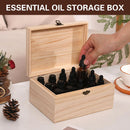 Large Capacity Solid Wood 15-Slot Essential Oil Storage Box Dustproof Durable