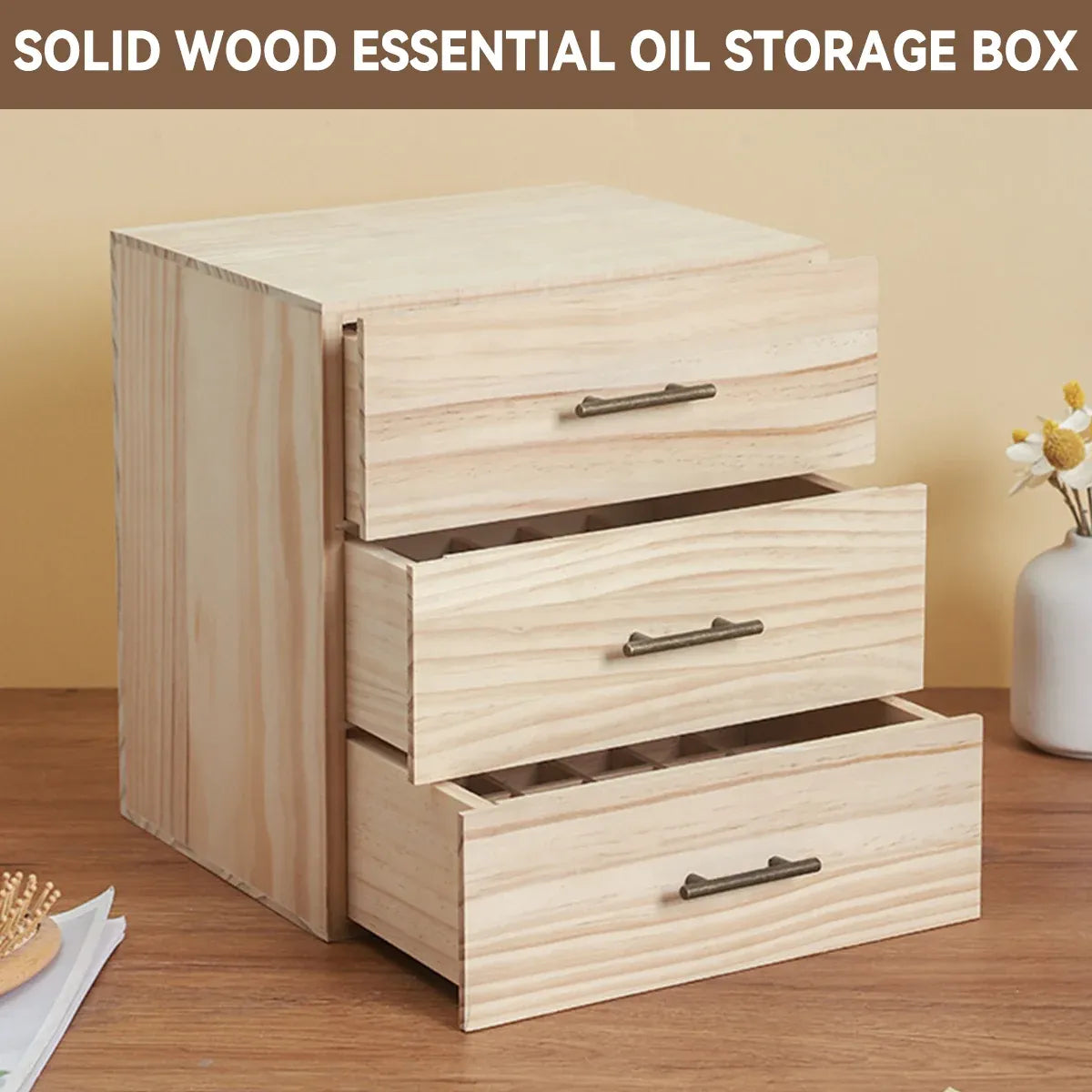 Large Capacity Essential Oil Storage Box 3-Layer Drawers 90 Grids Organizer