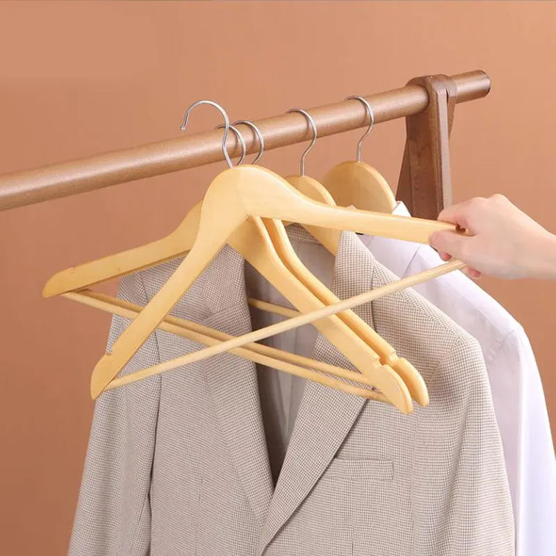 10PCS Wooden Clothes Hangers Coat Pant Suit Coathangers Rack Wardrobe Wood
