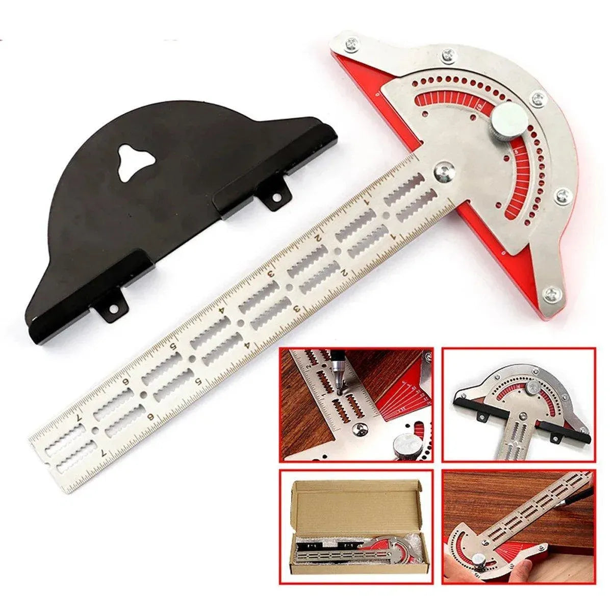 Woodworking Edge Ruler Protractor Angle Measuring Tool Carpenter - 20 inch