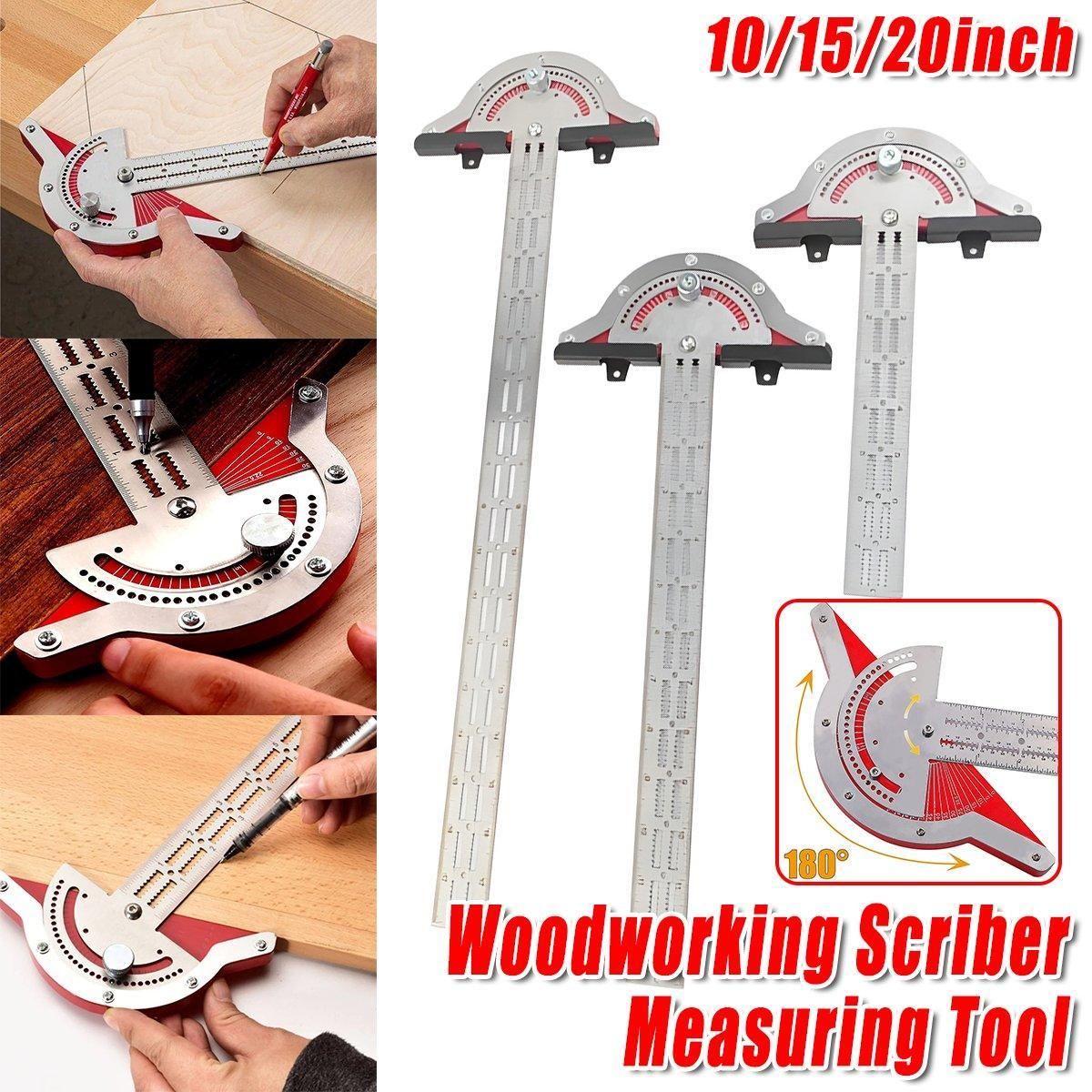 Woodworking Edge Ruler Protractor Angle Measuring Tool Carpenter - 20 inch