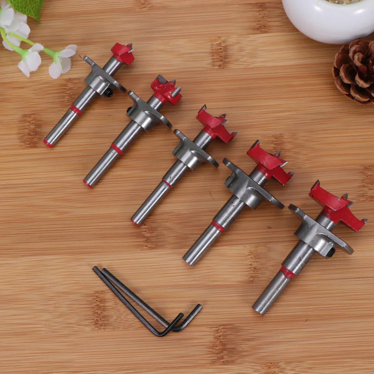 5PCS Woodworking Hole Saw Set Sturdy Durable for Wood Processing Openings Use