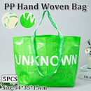 5pcs Hand Woven Green Handbags Waterproof Eco-Friendly Shopping Tote Bags