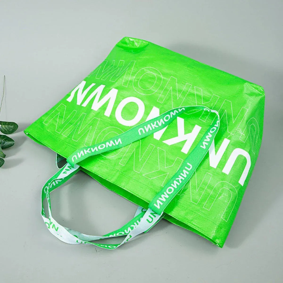 5pcs Hand Woven Green Handbags Waterproof Eco-Friendly Shopping Tote Bags