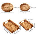 2pcs Rattan Fruit Tray Decorative Storage Trays Multipurpose Shelving Organizer - Square