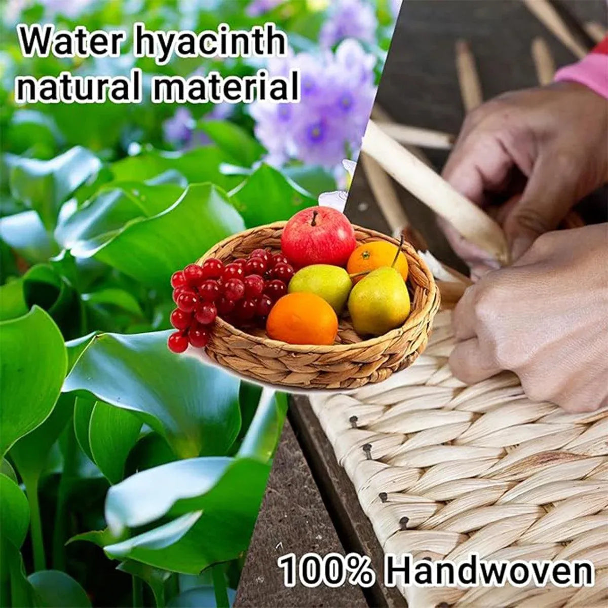 2pcs Rattan Fruit Tray Decorative Storage Trays Multipurpose Shelving Organizer - Square