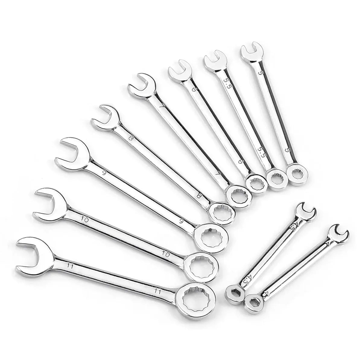 10PCS Mini Mirror Polishing Open-end Wrench and Double-purpose Wrench Set 4-11mm