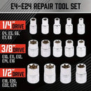 14x E Torx Socket Set Female Start Bit External Hex Torque E4-E24
