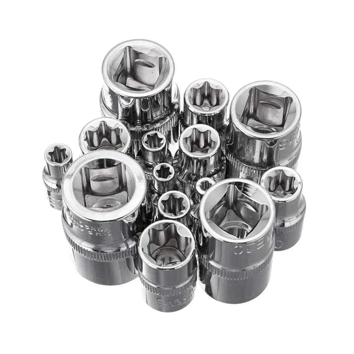14x E Torx Socket Set Female Start Bit External Hex Torque E4-E24