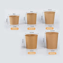 250x Biodegradable Kraft Paper Soup Bucket with Lid Takeaway Tubs Cups - 450ML (16OZ)