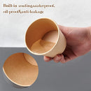 250x Biodegradable Kraft Paper Soup Bucket with Lid Takeaway Tubs Cups - 250ML (8OZ)